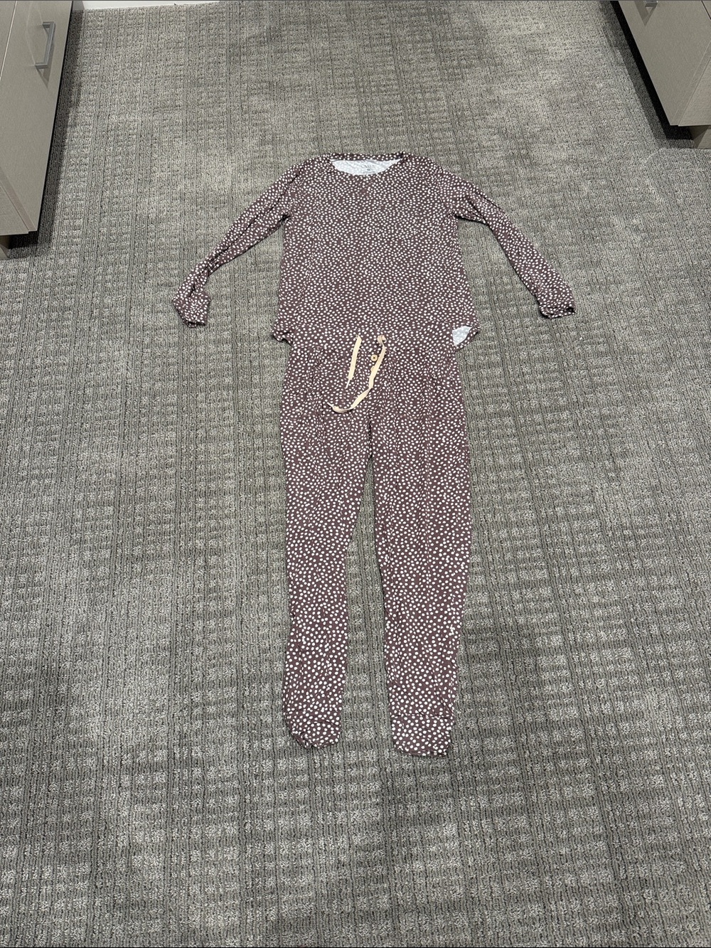 Women’s Long Sleeve One-Piece Pajama in Mauve Dot